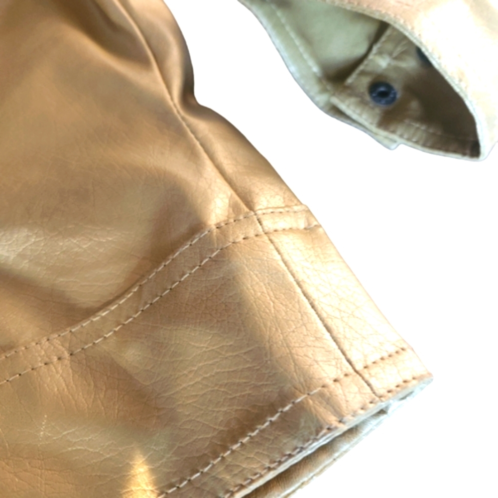 The Liberty Collection Women's Vegan Zip Up Leather Solid Gold Jacket - Picture 16 of 16